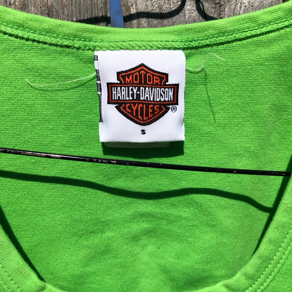 Y2k Harley-Davidson Neon Green Logo Tee - Picture 4 of 4